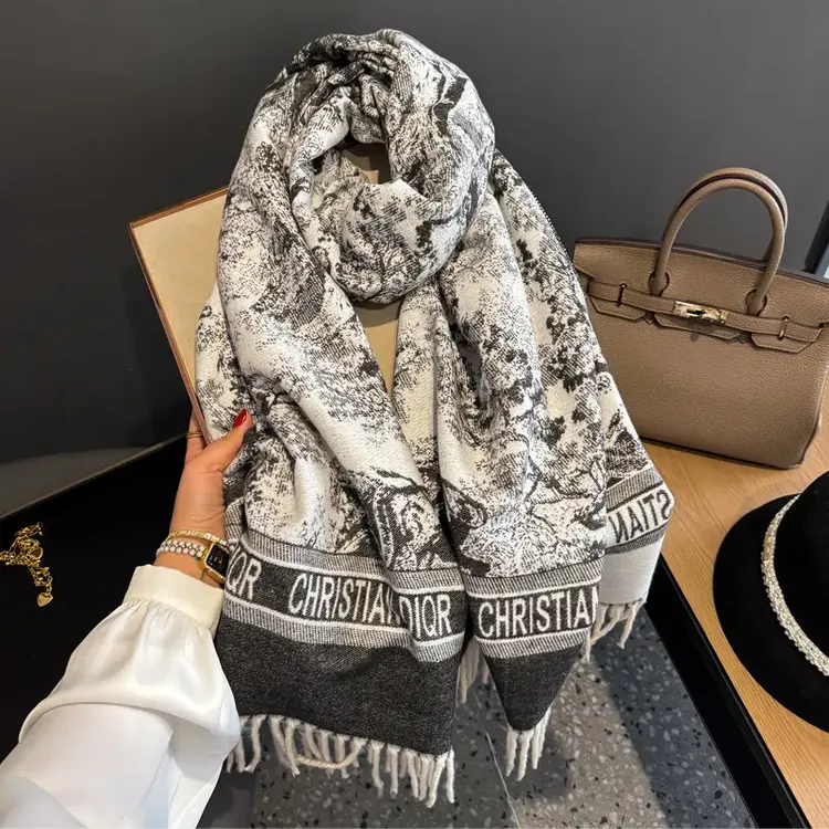 赵丽颖同款法式披肩保暖围脖流苏披毯羊绒双面围巾女