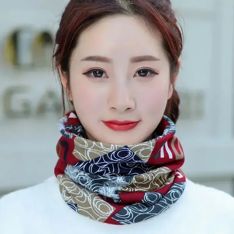 围巾女春款百搭围脖护颈椎韩版百变脖套防风保暧面罩套头巾