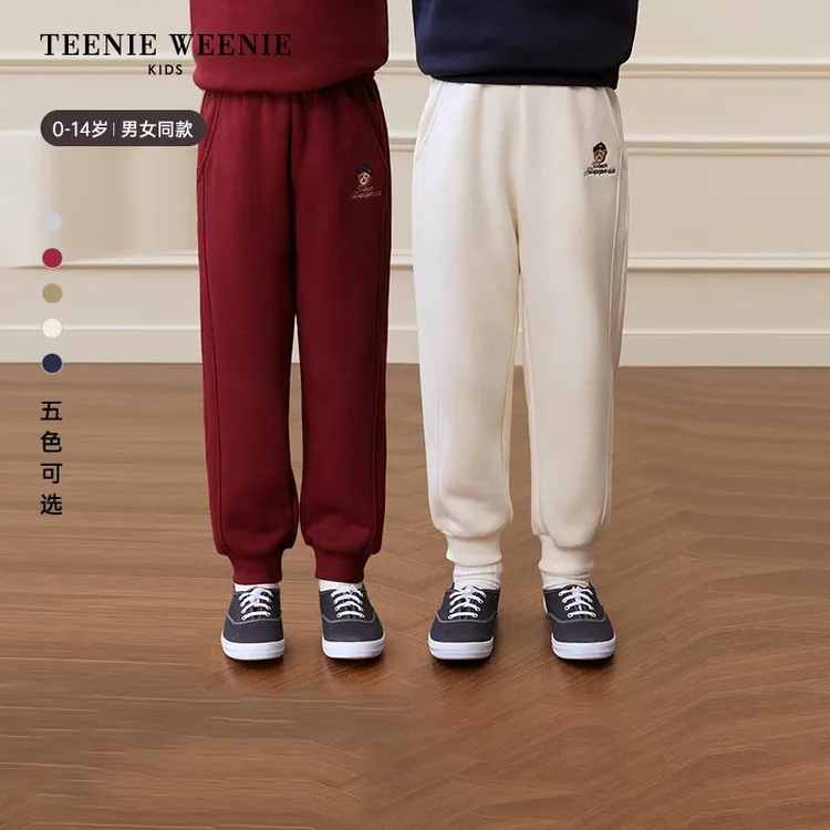 【达人专属】TeenieWeenie Kids小熊童装秋冬儿童宝宝基础加绒卫裤TKTM258997H