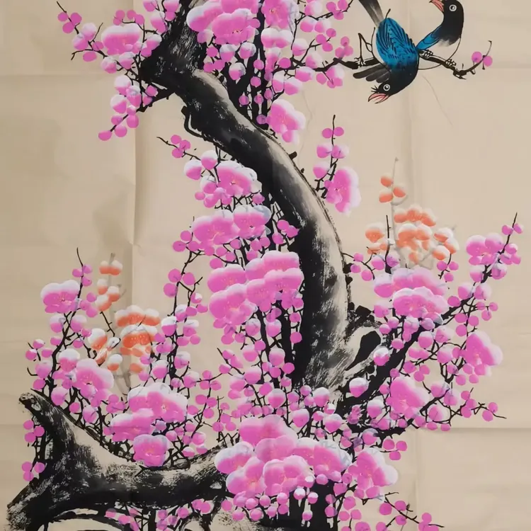 四尺宣纸国画喜梅画芯138x68cm