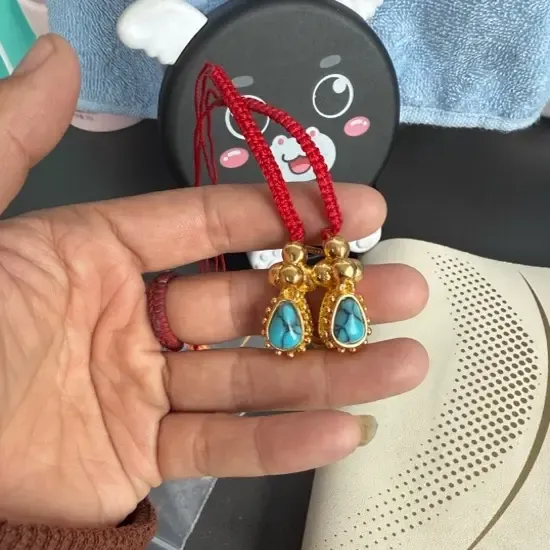 铁合金琉璃耳饰 藏试手工耳饰阿龙耳环蓝色