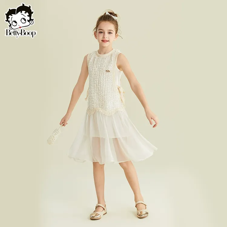 贝蒂童装女童夏季无袖连衣裙2025年新品儿童气中大童质纱裙25440