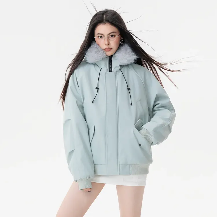 潮牌大口袋设计座山雕内里貉子毛帽子可拆卸百搭防风御寒保暖棉服