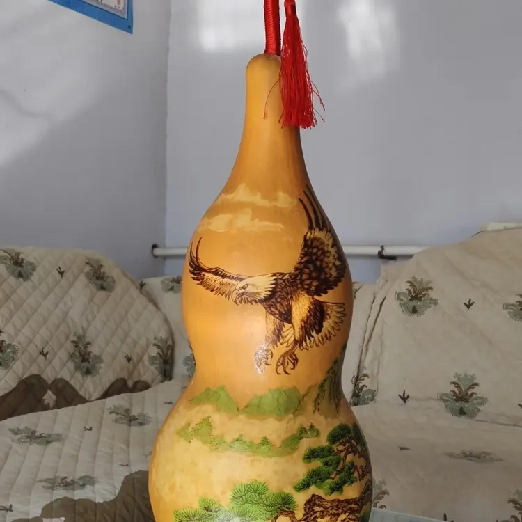 家居客厅摆件风水葫芦烙画大展宏图，净高53厘米总高69厘米带底底