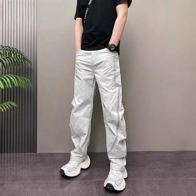 仓石一树高端弯刀休闲裤男士2025新款夏季薄款男裤痞帅慵懒风男装