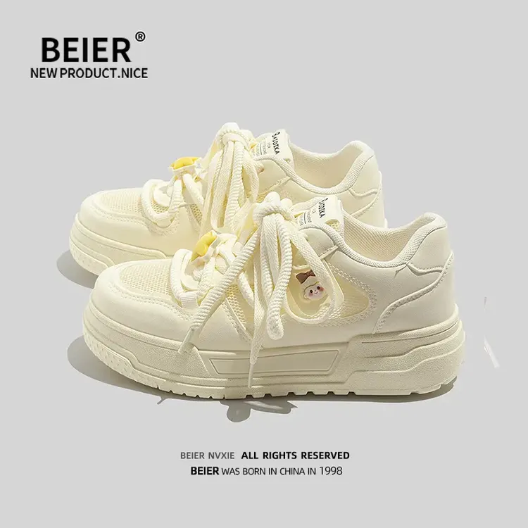 BEIER小众设计网面小白鞋2025春季新款百搭学生运动休闲女鞋2892