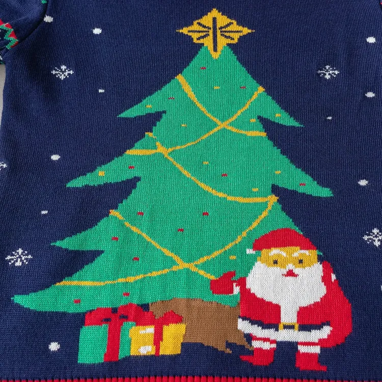 圣诞树特别篇2025儿童打底衫双层针织套头衫