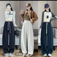 秋季新款窄版抽绳弯刀裤遮肉显瘦小个子拖地运动卫裤