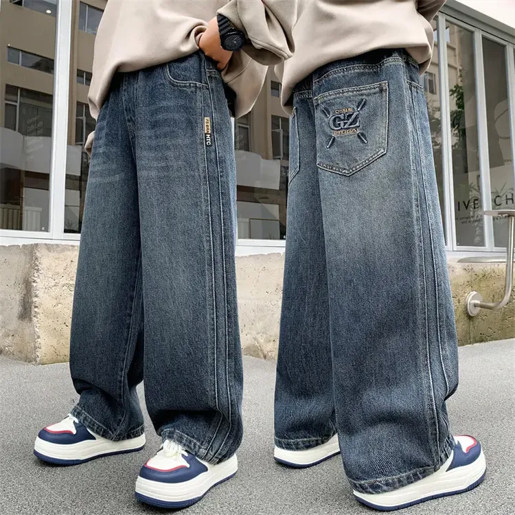 男童春秋款休闲牛仔裤2025新款大童秋季直筒宽松长裤儿童秋装裤子