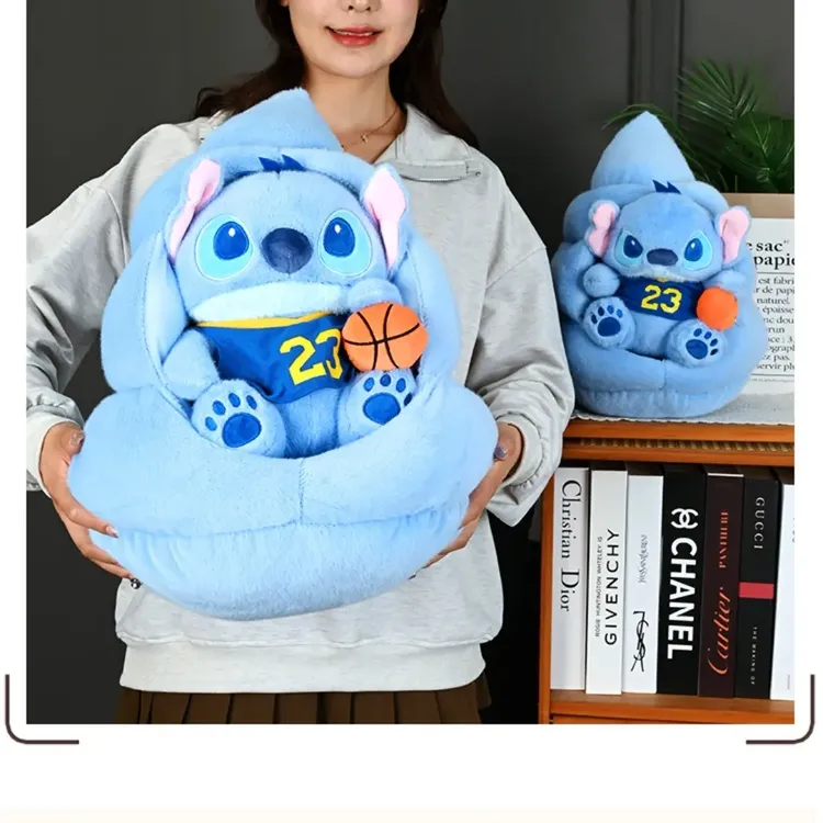 可爱篮球史迪仔宠物屋公仔毛绒玩具史迪仔粑粑窝女生睡觉抱枕礼物