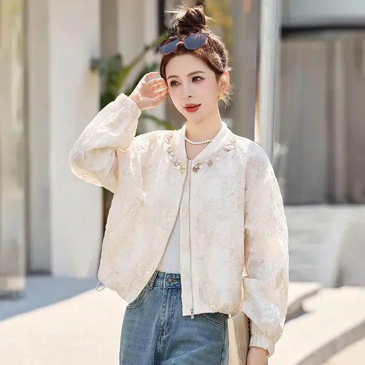 2025春季新款时尚高端休闲外套女气质洋气刺绣亮片小个子短款上衣