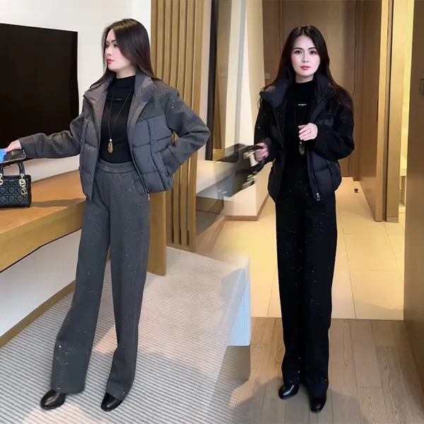 2025冬季新款时尚穿搭气质休闲洋气宽松显瘦小个子棉服套装53