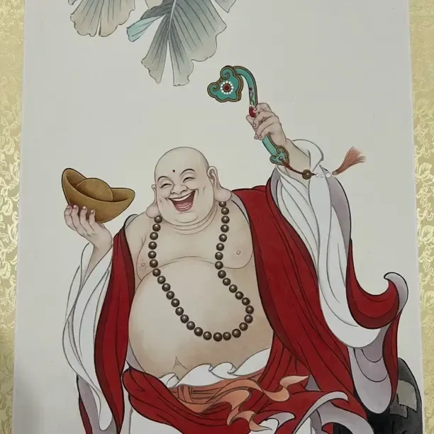 工笔画《招财进宝》立轴装裱尺寸139*62cm画心 尺寸41*81cm无题款