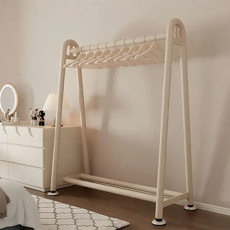 轻奢晾衣架落地衣帽架家用单杠款可移动欧式新中式宿舍收纳衣帽架