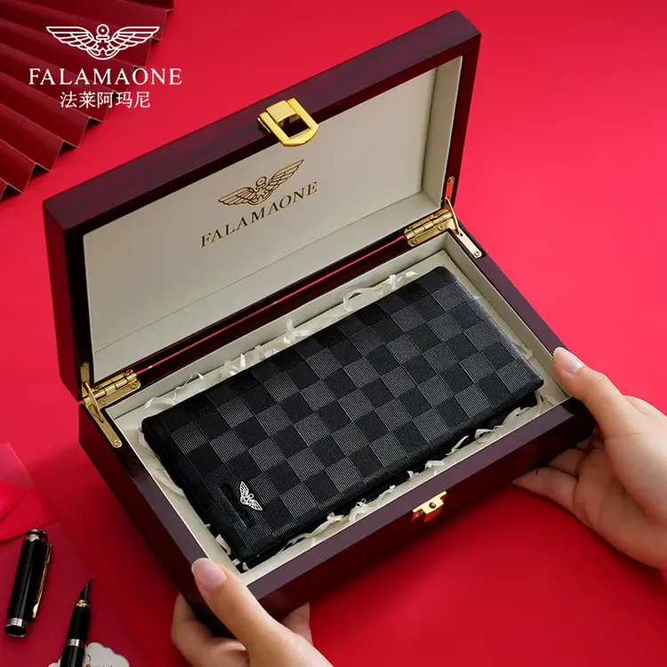 正品法莱阿玛尼奢侈男士皮钱包2025高档长款钱夹送男友生日礼物