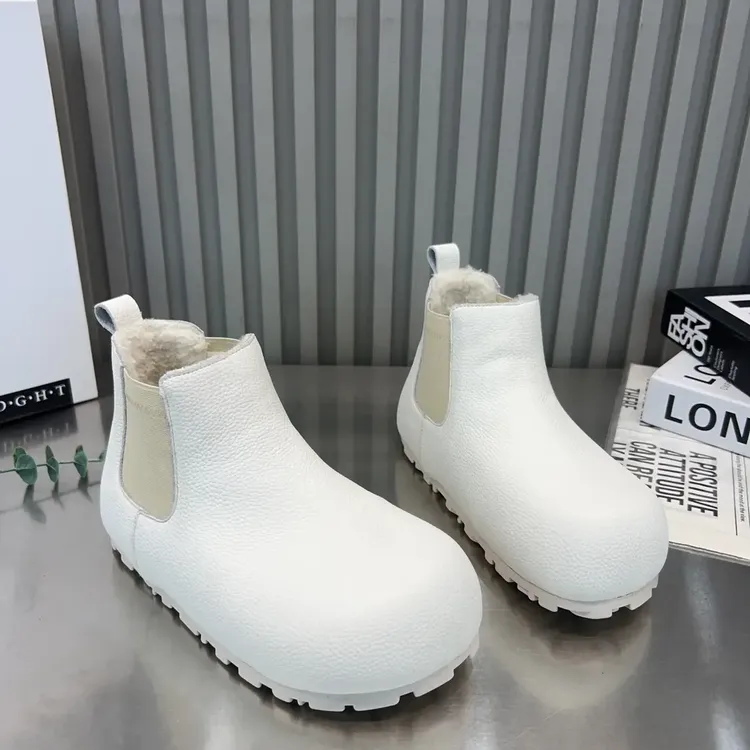 中帮卡皮巴拉厚底5cm短筒马丁靴时尚百搭加绒厚底弹力带女鞋潮鞋