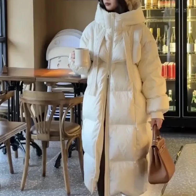 飘带大被子女中长款过膝加厚保暖连帽韩版宽松时尚百搭冬季