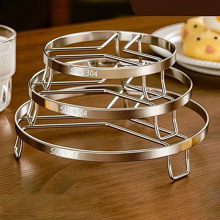 加粗不锈钢隔热蒸架家用加厚蒸笼三角架厨房不锈钢锅架内蒸架子