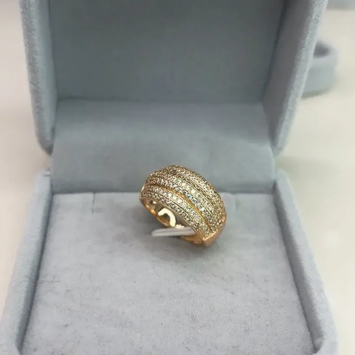 铜合金锆石戒指 铜合金锆石镀金轻奢戒指