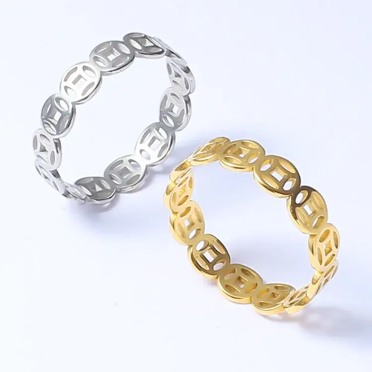 钛钢戒指 高级感轻奢款女男士素圈金色戒指小众情侣对戒手饰品ins