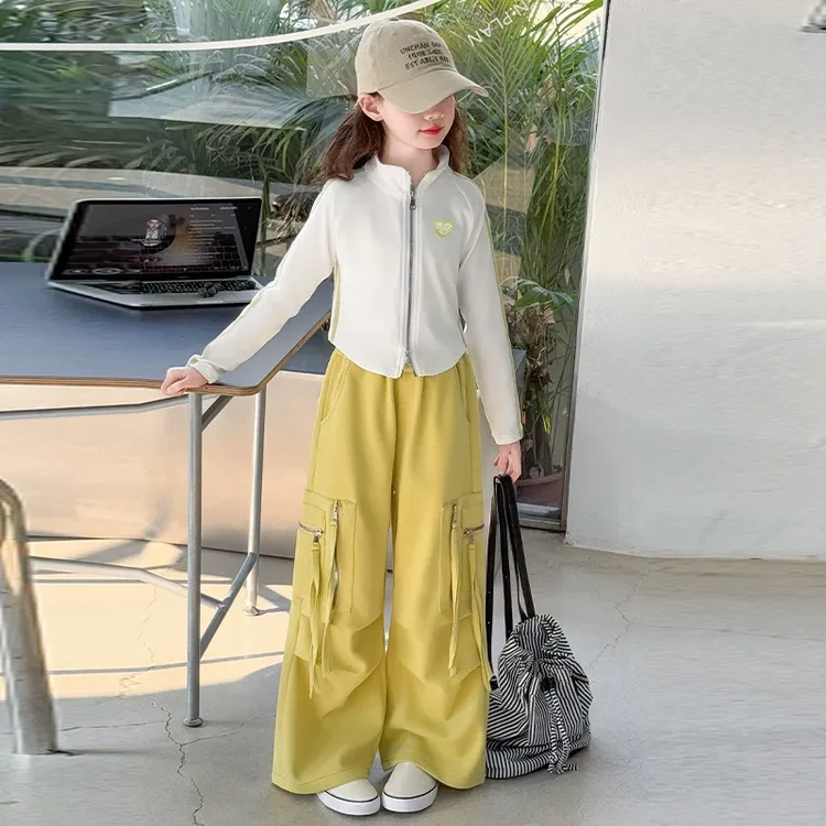 女童套装春装2025新款女大童休闲搭配一整套儿童春秋工装裤两件套