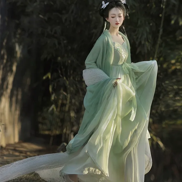 唐制诃子裙大袖衫齐胸襦广袖流仙春夏季款国风飘逸超仙汉服女古装