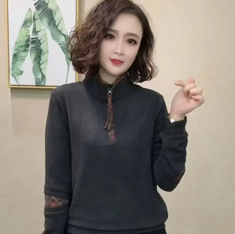 2025德绒保暖新款百搭冬季长袖打底衫女洋气显瘦卫衣气质内搭上衣