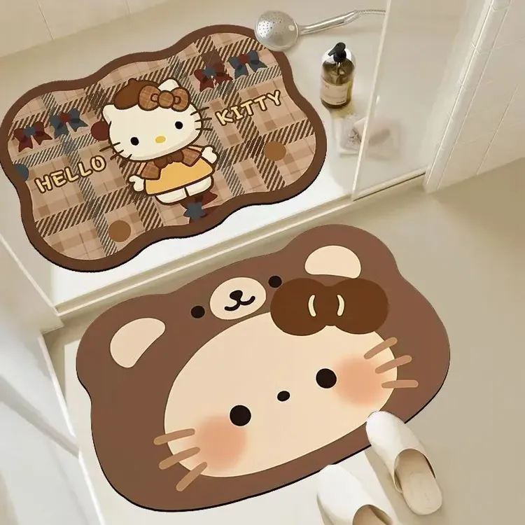 kitty装浴室地垫耐磨吸水入户门玄关吸水地垫卫生间可爱地毯脚垫 