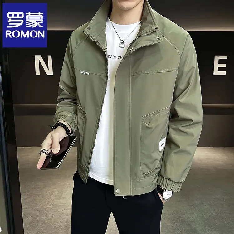 Romon/罗蒙立领休闲外套男士秋冬季韩版男装2025新款翻领工装夹克
