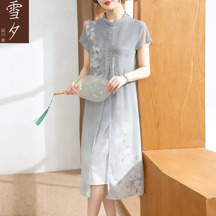 妈妈装夏款改良旗袍新中式连衣裙高贵洋气C-X-ZiHan8818