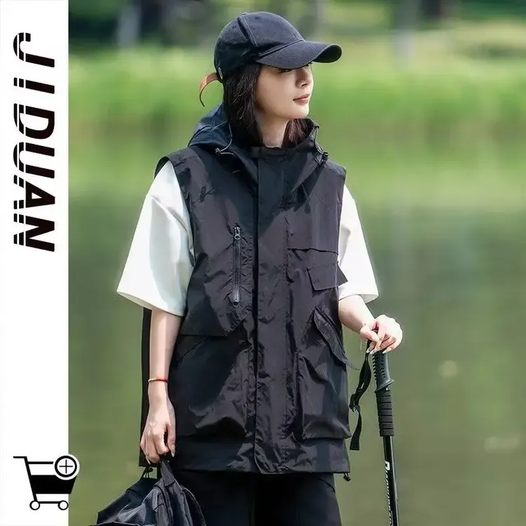 日系机能速干无袖马甲男生夏季休闲背心户外战术薄款潮流坎肩bf