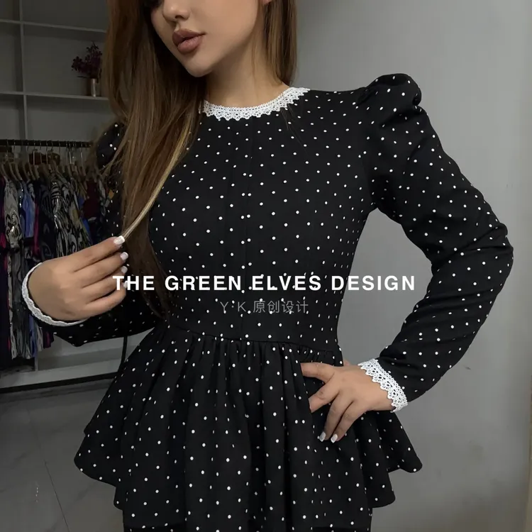 高端私人定制复古法式风波点套装两件套