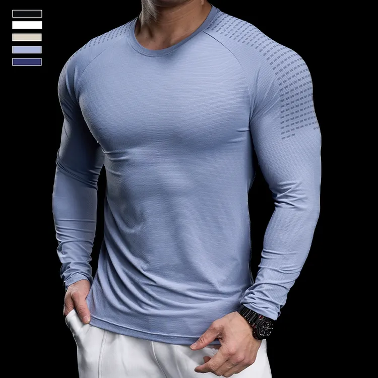 霸道肌肉春款运动健身服紧身速干衣长袖跑步训练打底上衣长袖高弹