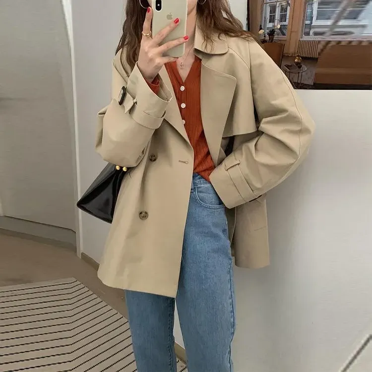 短款风衣外套女小个子2025新款春秋季今年流行英伦风卡其色薄春装
