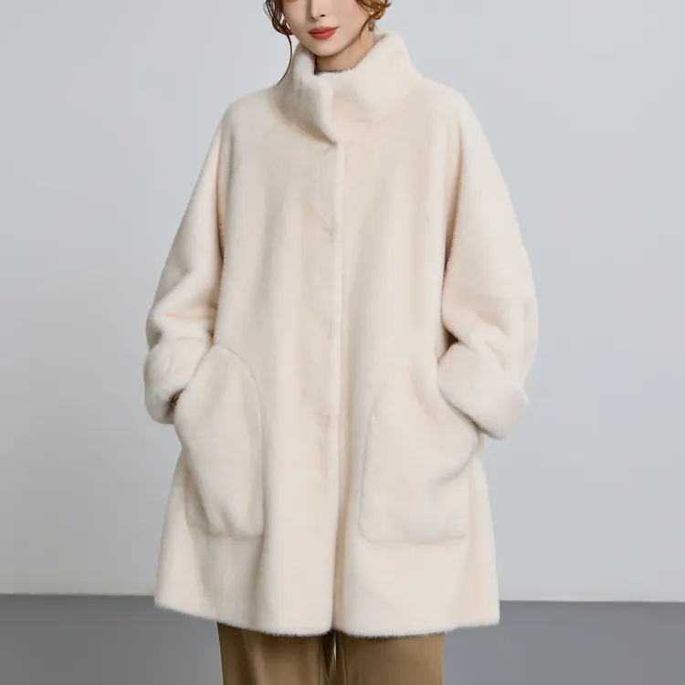 人造皮草 芳姐推荐2025冬新款可机洗懒人环保皮草中长款毛毛外套