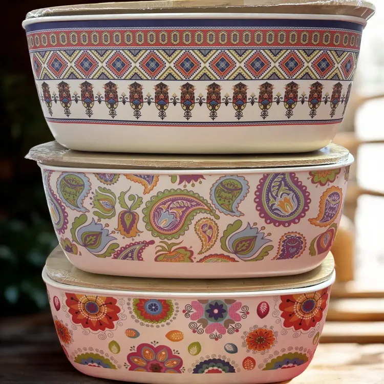 馕饼盒面包盒竹纤维食物带盖收纳盒