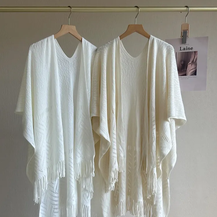 中国风旗袍披肩【旅游搭配】针织百搭披肩2025新款镂空流苏外搭坎肩