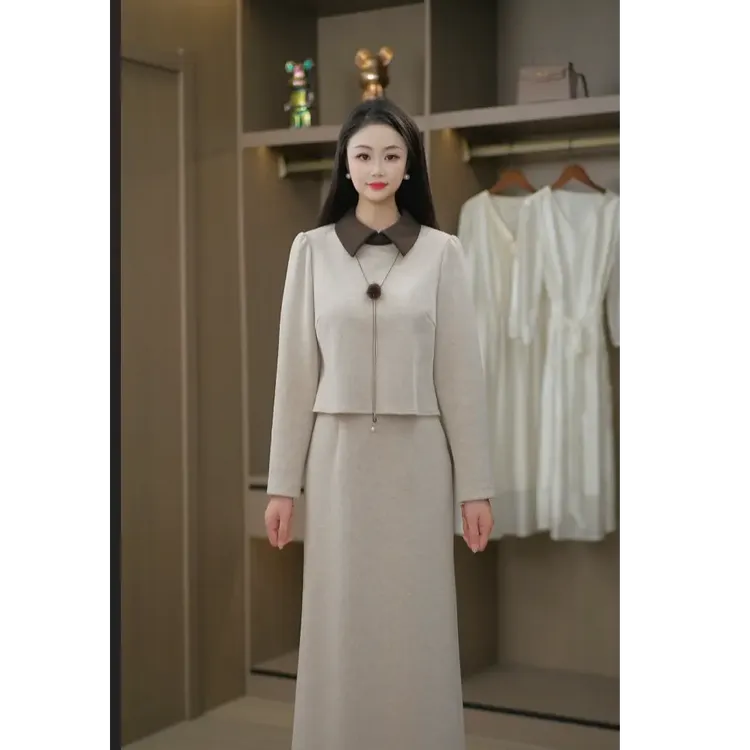 新款精致优雅奢华气质百搭减龄显瘦假两件连衣裙轻奢名媛法式