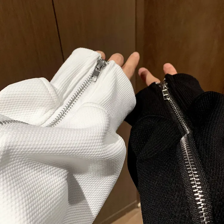 双拉链设计重磅中山质感卫衣男春秋美式高街潮牌痞帅情侣套头外套