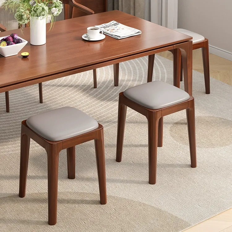 实木凳子家用可叠放软包板凳客厅木头矮凳简约现代小方凳餐桌椅子