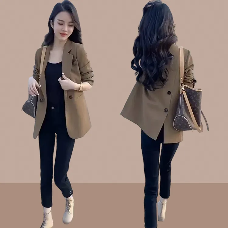 高级感黑色西装外套女2025春秋季新款洋气美式上档次休闲气质西服