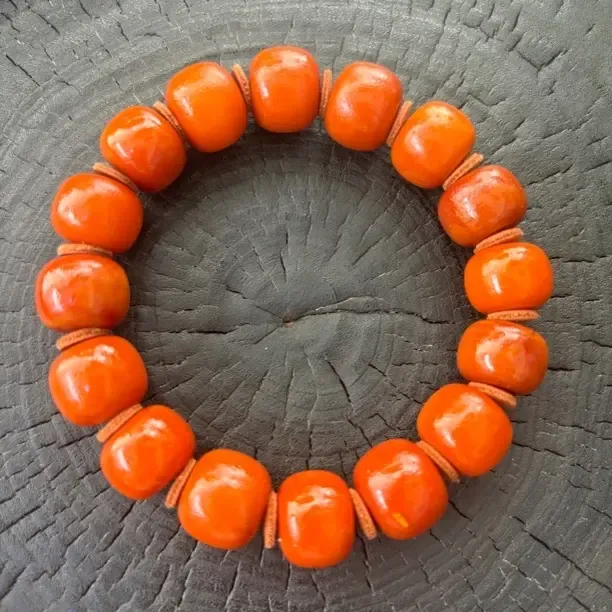 收藏级丹麦橘皮石膏蜡老型老蜜蜡手串高货时尚风化民族风素圈