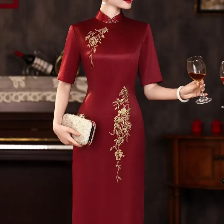 【多子多福】婆婆喜婆婆大气上档气高腰大码刺绣宴会礼服旗袍
