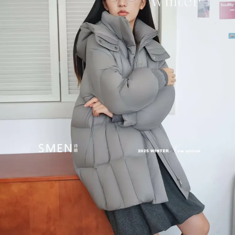 时尚中长款女士白鸭绒加厚保暖羽绒服