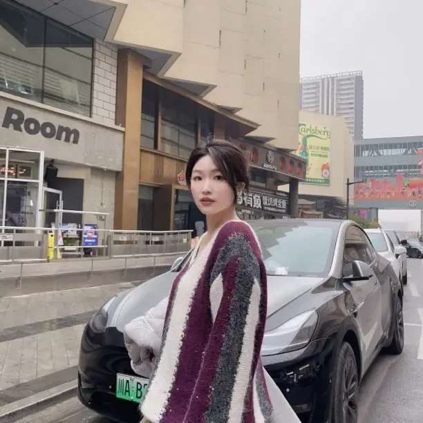 VNZ2025条纹V领长袖针织衫女秋季宽松百搭时尚毛针织上衣