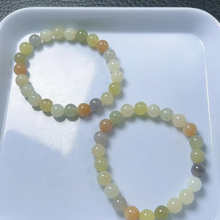 假一赔十天然玉石和田玉多宝8mm多样性发货一条彩色单圈玉手串