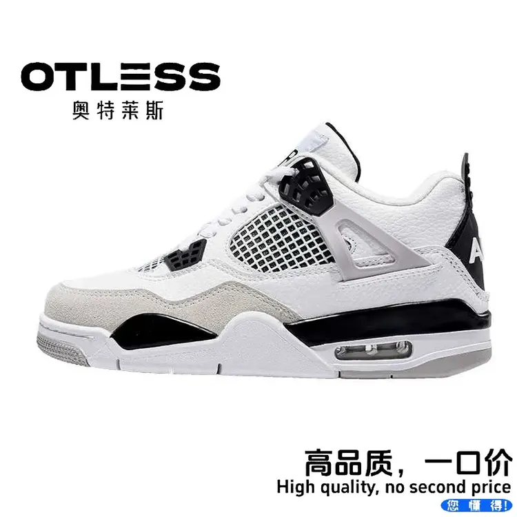 奥特莱斯经典AJ4白水泥舒适百搭复古中帮篮球运动鞋防滑耐磨时尚