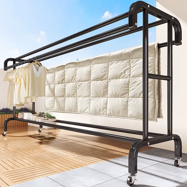 简易晾衣架落地家用卧室挂衣架宿舍衣帽架阳台凉衣服杆晒被子神器