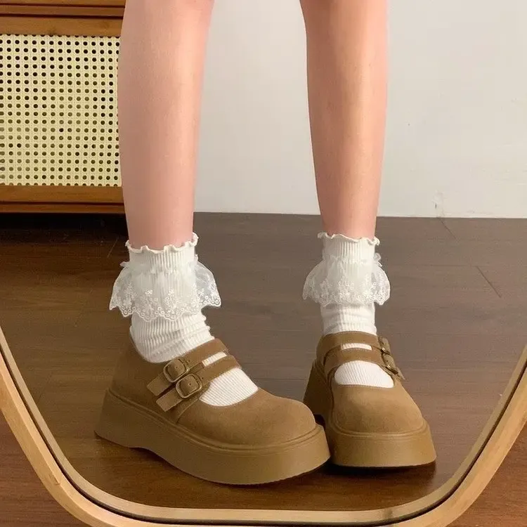 复古浅口日系勃肯单鞋女大头2025春季新款松糕厚底配裙子玛丽珍鞋