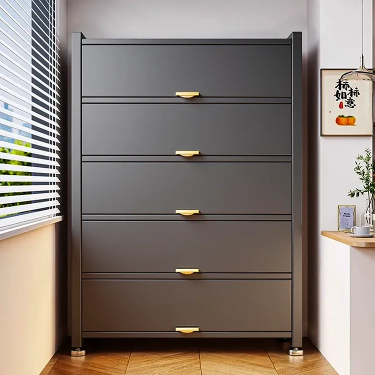 家用阳台防晒储物柜钢制收纳置物柜一体靠墙多层防尘杂物铁皮柜子